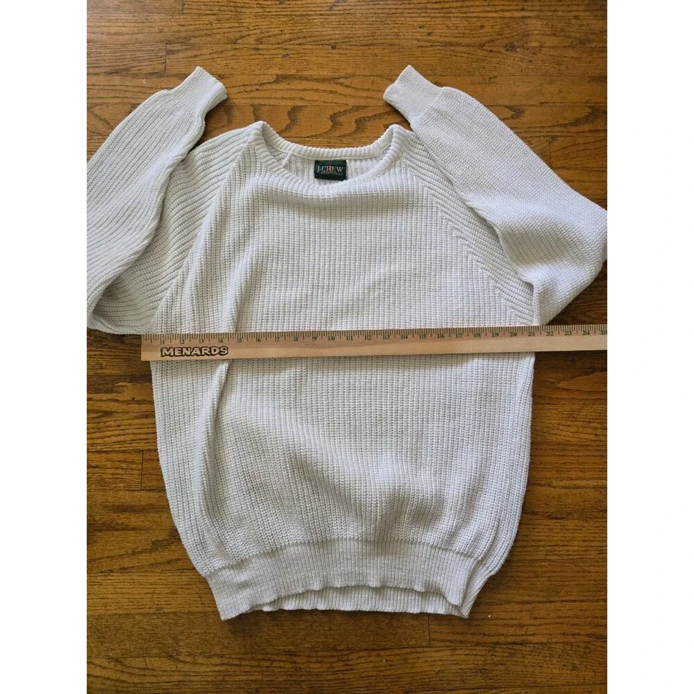 Vtg 90s J Crew Outfitters Oarsman White Cotton Knit Fisherman Sweater Large